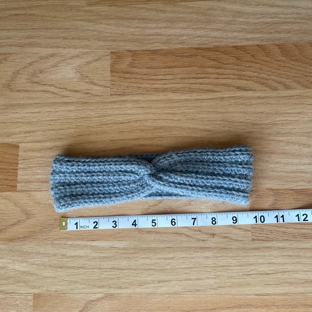 Handmade Gray Crochet Ear Warmer Headband - 100% Alpaca Wool